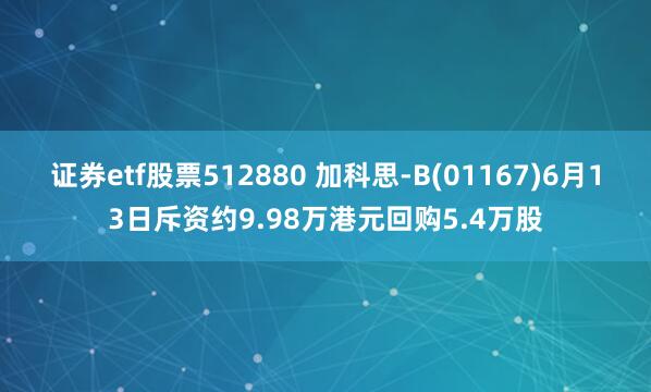 证券etf股票512880 加科思-B(01167)6月13日斥资约9.98万港元回购5.4万股